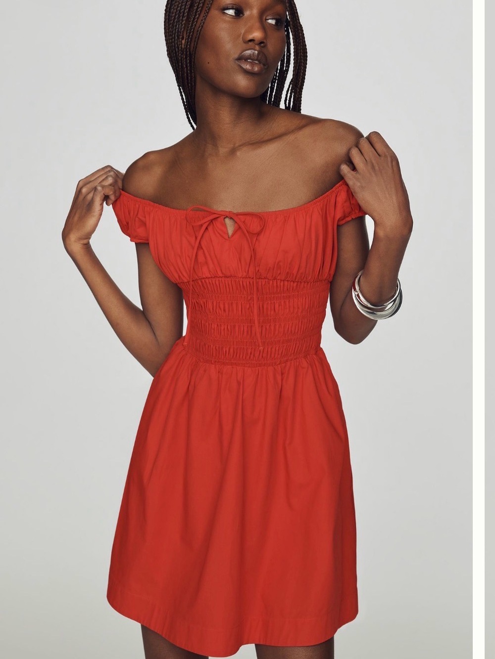 BY ANTHROPOLOGIE COTTON SMOCKED MINI DRESS